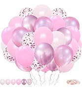 Pink Balloons, 60Pcs 12inch Metallic Pink Ballons Pearly Pink Balloons Matte Pink Balloons Pink C...
