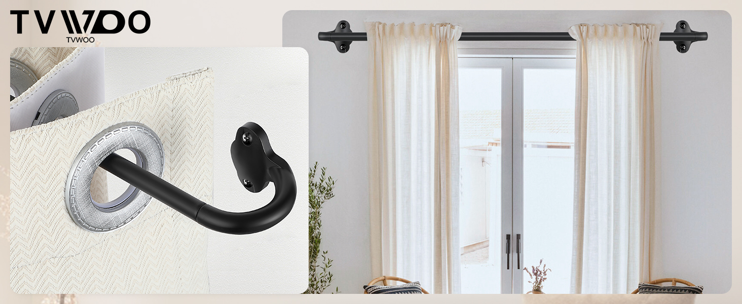 wrap around curtain rods blackout curtain rod black out matte black gold brass silver 5/8inch small