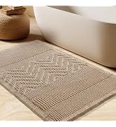 Waffle Bath Mat, Boho Woven Modern Bath Rug Absorbent Non Slip, Ultra Soft Bathroom Mats, Machine...