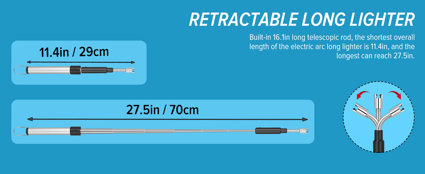 Retractable Long Neck Lighter with A Length of 11.4in-27.55in