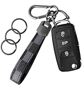 OHKYOOT Leather Car Key chain,Carabiner Clip Key Fob Keychain for Home Car Keys Women Men