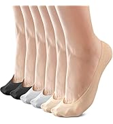 Sofier No Show Socks Womens, Non Slip Ultra Low Cut 6 Pairs Thin Silky Footies Cotton Sole Invisi...