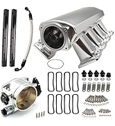 TEMSONE 92MM Intake Manifold Sheet Metal Fabricated EFI with Fuel Rails and Throttle Body & Throt...