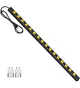 JUNNUJ Long Metal 16 Outlet Power Strip, Wide Spaced Garage Industrial Power Strip, Heavy Duty Po...