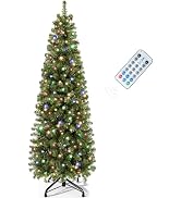 YITAHOME 6FT Prelit Green Fraser Fir Pencil Christmas Tree with Remote | Slim Green Christmas Tre...