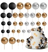 ASTARON 32 Pcs Ball Cake Topper Decorations Mini Balloons Cake Topper Sticks Foam Balls Cake Pick...
