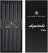 GLAMFIELDS 5 Pairs Premium Chopsticks Reusable Dishwasher Safe 9.5 Inch Fiberglass Chop Sticks Gi...