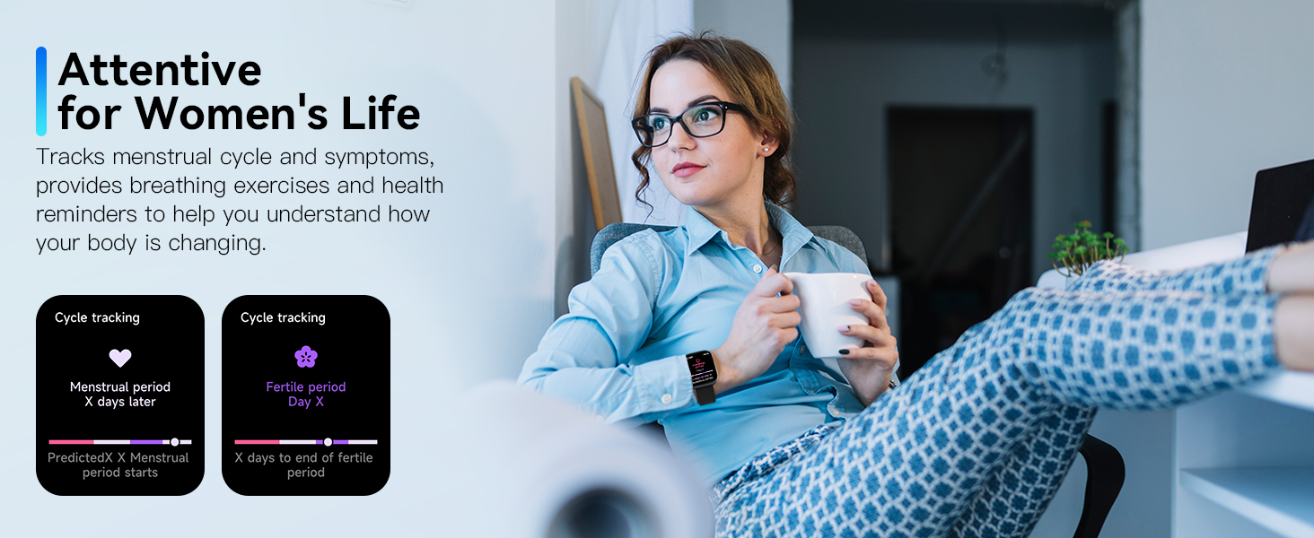 Text reads 'Attentive for Women's Life'. Images showing product cards and lifestyle photo in medical or healthcare context.