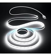 Aclorol USB Led Light Strip COB Led Strip Lights 5V Daylight Cold White 6000K 3.28FT 320Leds Flex...