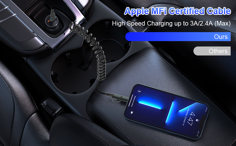 usb to usb-c and lightning cable combo 2 in 1 coiled cable apple carplay