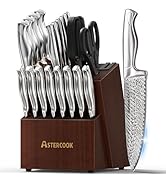 Knife Set, Astercook 21 Pieces Kitchen Knife Set with Built-in Sharpener, German Stainless Steel ...