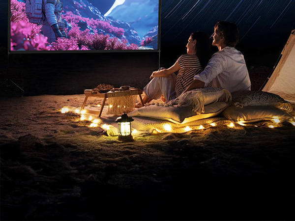 Projector Screen with Stand 120 Inch, 16:9 4K HD Portable Projector Screen Indoor Outdoor