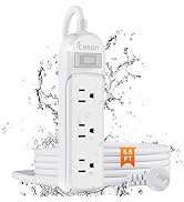 Outdoor Power Strip Weatherproof - IPX6 Waterproof 6.6ft Extension Cord with 3 Widely Outlets Ove...