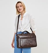Shrrie Leather Laptop Bag Fits 17 to 17.3 Inch for Men and Women,Vintage Business Briefcase Lapto...