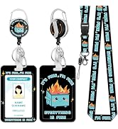 Hancynir Lanyards for Id Badges, Dumpster on Fire Badge Holder with Retractable Reel Clip, Funny ...