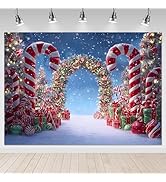 Mocsicka Christmas Candy Cane Photography Backdrop Winter Candyland Christmas Eve Party Decoratio...