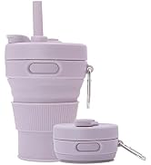UNNESTAR Silicone Coffee Mug Collapsible Cups for Camping Folding Travel with Straw Reusable Port...