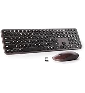 UBOTIE Wireless Keyboard and Mouse Combo - Retro Round 110 Keycaps Silent Typing - 2.4G Aesthetic...