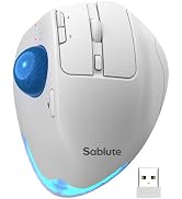 Wireless Trackball Mouse, Ergonomic Bluetooth Rechargeable Computer Mouse, Backlit Rollerball Thu...