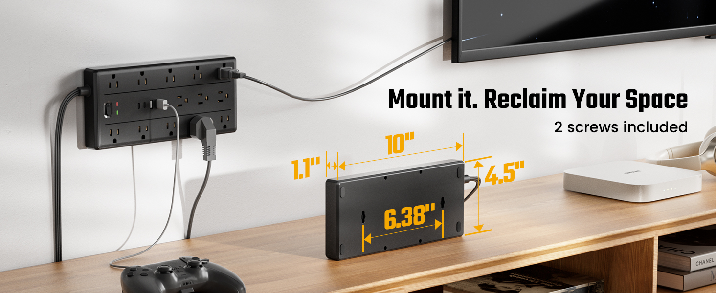 mountable power strip surge protector