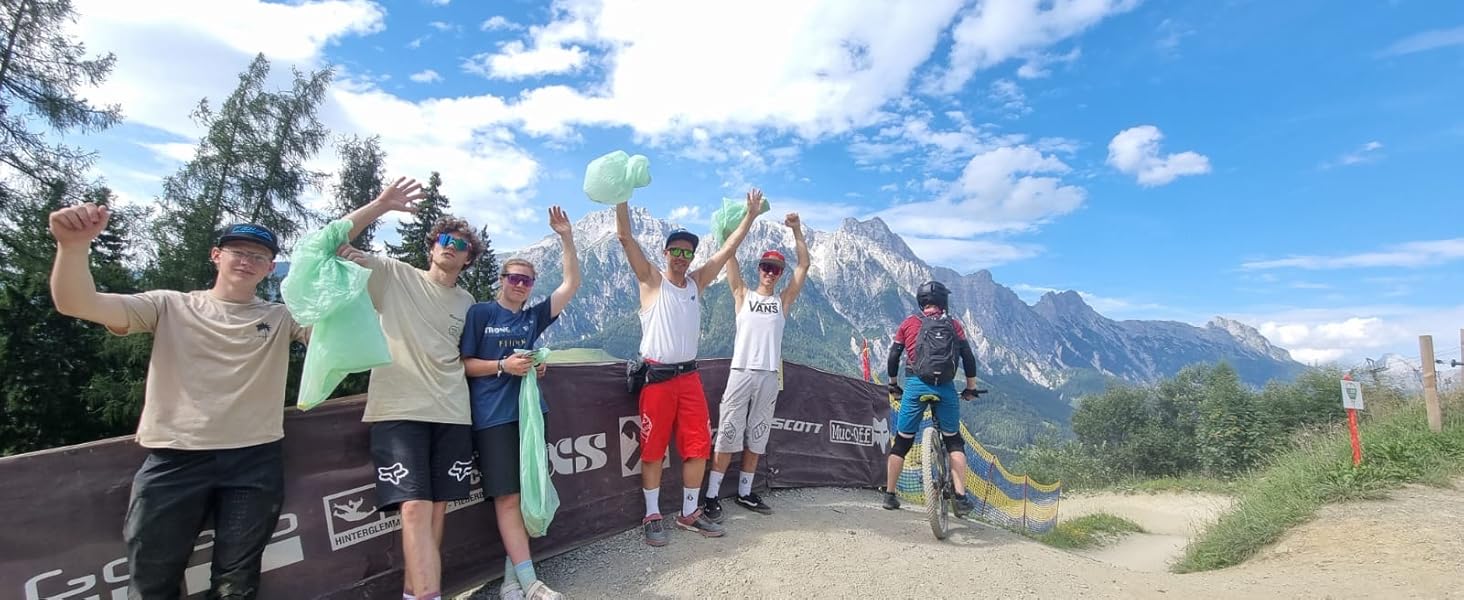 Clean Up Event at Bikepark Leogang, Austria with bioMat Compost Bags