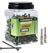 LIONMAX Deck Screws 3 Inch, Wood Screws #10 x 3", 300 PCS, Rust Resistant, Exterior Epoxy Coated,...