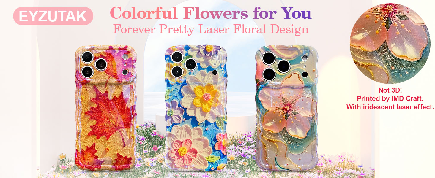 cute flower pattern printed by IMD, but Not 3D, without 3D touch