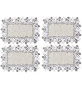 Winotic Natural Neutral Earth Tones Beige Floral Lace placemats 14"x20" Set of 2 Table Topper Dre...