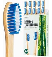 BlueForest Era Bamboo Toothbrushes, Natural Bristles Plastic Free Toothbrush, Non Toixc Wooden Or...