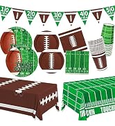 Football Party Supplies Kit Serve 24,Includes Dinner Plates, Dessert Plates, Napkins, Cups,Banner...