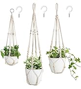 Mkono 3 Pack Macrame Plant Hangers Indoor Different Size Hanging Planter Basket Flower Pot Holder...