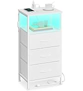 SONGMICS BELLAH Collection - Nightstand with Charging Station and App-Controlled Adjustable LED L...