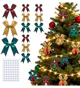 TIMESEEK Gift Wrap Bows 3.3", 60pcs Elegant Bulk Shiny Bows for Gift Wrapping (Deep Red/Gold/Gree...