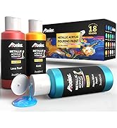 ABEIER Metallic Acrylic Pouring Paint, Set of 18 Metallic Colors Fluid acrylic paint, Pre-Mixed H...