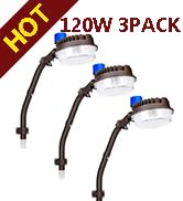 LEDMO LED Barn Light 120W 3 Pack with Mounting Arm 18000LM 5000K LED Garage Light Adjustable Angl...
