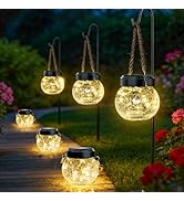 ROSHWEY Solar Lantern Gifts for Women, 6 Pack Hanging Garden Decor Solar Lights Outdoor Waterproo...