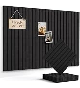 Woovio Felt Bulletin Board 36"×24" Cork Board with 30 Adhesive Tabs Black | 6 Pack Cork Boards fo...