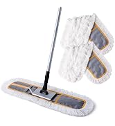 CLEANHOME 24" Commercial Dust Mop for Floor Cleaning | Heavy Duty Sweeper Broom, 2 Microfiber Mop...