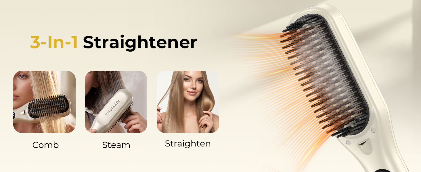 Steam Hair Straightener Brush for Women