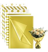 150 Sheets Gold White Tissue Paper Bulk, 14x20 Inch Tissue Paper with Dots Stripes Design for Gif...