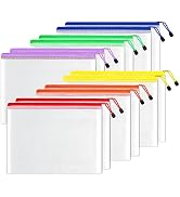 SUNEE Plastic Mesh Zipper Pouch 7x11 in (6 Colors, 12 Packs), Small Water-Resistant Zip Bag for S...