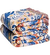 Wzvzss Boho Throw Blanket - 100% Cotton Ultra Soft Muslin Blanket, 60"x80" Lightweight Floral Bir...