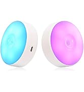 SingHong Motion Sensor LED Night Light, Kids Night Light, USB Rechargeable, 8 Lighting Colors, 3 ...