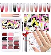 GELLAKTIK 12 Color Patting Nail Gel Polish Kit, Ombre Painting Gel Palette with Brush & Silicone ...