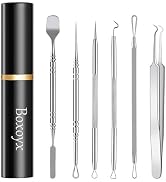 Pimple Popper Tool Kit - Boxoyx 6 Pcs Pore Prep Blackhead Remover Comedone Extractor Kit with Box...
