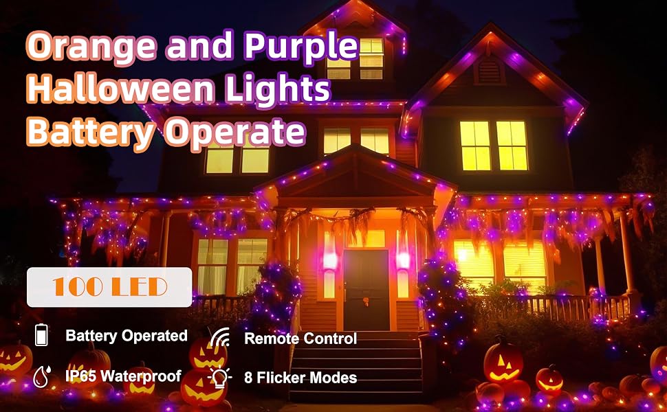 orange and purple halloweeen lights