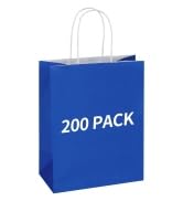 Mlyta 200 Pack 8x4.75x10 Inch Medium Royal Blue Kraft Paper Gift Bags with Handles Bulk for Goodies