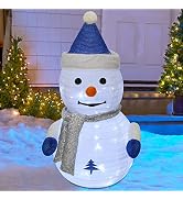 Juegoal Lighted Christmas Snowman Decorations, 2.3FT Outdoor Collapsible White Snowman with Built...