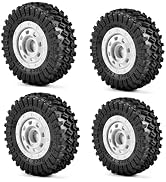 9IMOD 1.3" Beadlock Wheel and Tire Set for TRX4M 1/18 SCX24 1/24 RC Crawler-Black Mud Terrain Tir...