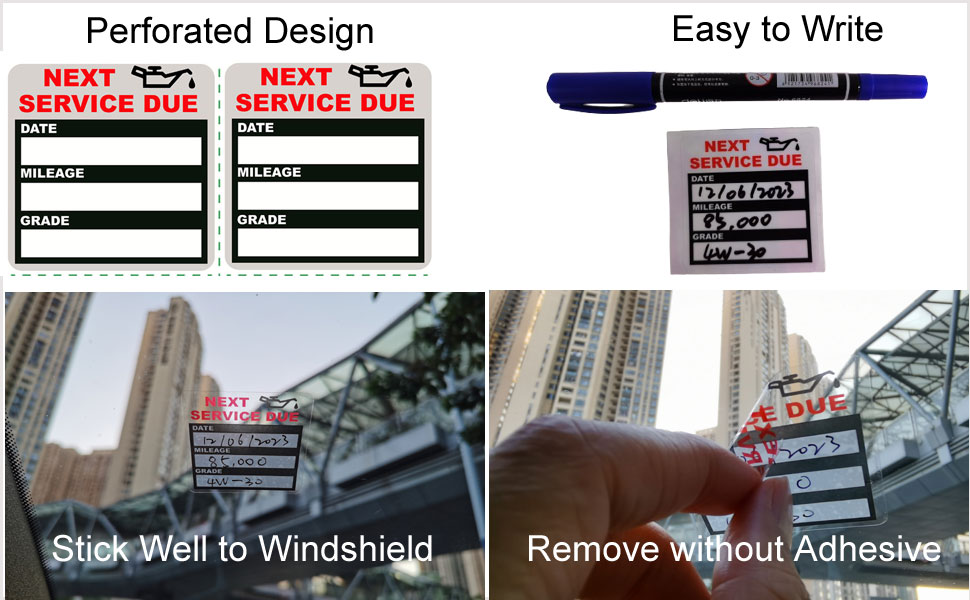 oil change stickers static cling for windshield